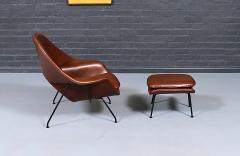 Eero Saarinen Vintage Eero Saarinen Womb Italian Cognac Leather Chair w Ottoman for Knoll - 4576794