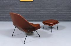 Eero Saarinen Vintage Eero Saarinen Womb Italian Cognac Leather Chair w Ottoman for Knoll - 4576795