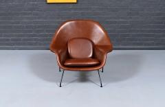 Eero Saarinen Vintage Eero Saarinen Womb Italian Cognac Leather Chair w Ottoman for Knoll - 4576796