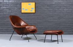Eero Saarinen Vintage Eero Saarinen Womb Italian Cognac Leather Chair w Ottoman for Knoll - 4576798