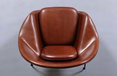 Eero Saarinen Vintage Eero Saarinen Womb Italian Cognac Leather Chair w Ottoman for Knoll - 4576799