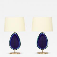 Effetto Vetro Effetto Vetro Contemporary Pair of Table Lamps in Glass and Satin Brass - 3341659