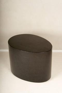 Egg Shaped Table egg shaped side table, in gesso crackle lacquer with brass detail Egg Shaped Table egg shaped side table, in gesso crackle lacquer with brass detail