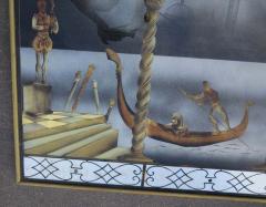 Eglomise Glass Panel Gondola Ride to the Venice Carnival  - 2496137