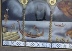 Eglomise Glass Panel Gondola Ride to the Venice Carnival  - 2496139