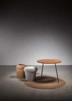 Egon Eiermann Egon Eiermann Table with Wicker Basket Floor Mat and Stool - 3031943
