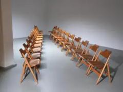 Egon Eiermann Set of 20 Egon Eiermann Folding Chairs in Beech and Metal Germany 1950s - 3927799