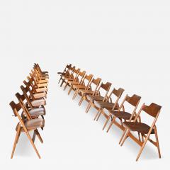 Egon Eiermann Set of 20 Egon Eiermann Folding Chairs in Beech and Metal Germany 1950s - 3931122