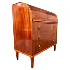 Egon Ostergaard Early Danish Roll Top Desk with Fluted Legs in Booked Matched Veneer Mid Century - 3576049