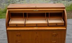 Egon Ostergaard Egon Ostergaard for SMI Sweden Bookmatched Teak Roll Top Desk or Secretary - 4302286