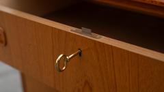 Egon Ostergaard Egon Ostergaard for SMI Sweden Bookmatched Teak Roll Top Desk or Secretary - 4302287
