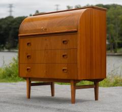 Egon Ostergaard Egon Ostergaard for SMI Sweden Bookmatched Teak Roll Top Desk or Secretary - 4302297