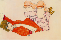 Egon Schiele Egon Schiele 1890 1918 Wally in Red Blouse Lithograph - 3497441