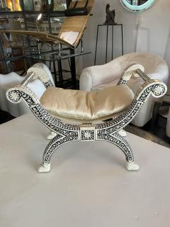 Egyptian Bench with Modern Pearl Inlay 1960s - 3997671
