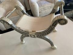 Egyptian Bench with Modern Pearl Inlay 1960s - 3997681