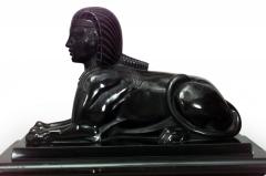 Egyptian Black Marble Sphinx Mantel Clock - 4655712