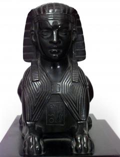Egyptian Black Marble Sphinx Mantel Clock - 4655713