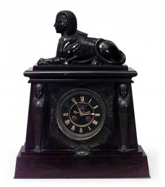 Egyptian Black Marble Sphinx Mantel Clock - 4662158