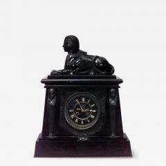 Egyptian Black Marble Sphinx Mantel Clock - 4662190
