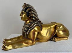 Egyptian Hand Painted Gold Sphinx Statue - 3850186