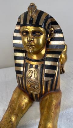 Egyptian Hand Painted Gold Sphinx Statue - 3850190