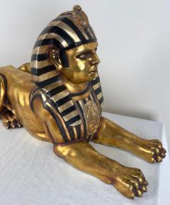 Egyptian Hand Painted Gold Sphinx Statue - 3850192