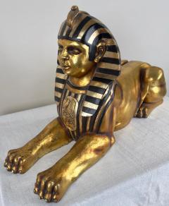 Egyptian Hand Painted Gold Sphinx Statue - 3850194