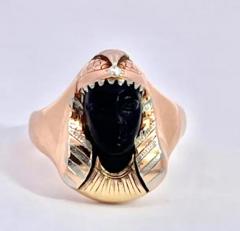 Egyptian Revival Black Onyx Pharaoh Ring - 3459081