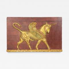 Egyptian Style Painted Carved Wall Plaque - 4522475