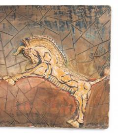 Egyptian Style Painted Carved Wood Wall Plaque - 4666340