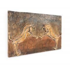 Egyptian Style Painted Carved Wood Wall Plaque - 4666343