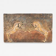 Egyptian Style Painted Carved Wood Wall Plaque - 4694780