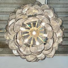 Eicholtz Modern Art Deco Style Chandelier Brass Smoked Glass 2010s - 3577481