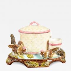 Eichwald Majolica Tobacco Jar with Roosters Pecking the Ground circa 1870 - 3431430