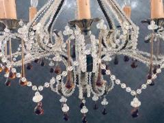 Eight Light Beaded Chandelier with Colored Tear Drop Prisms circa 1960 - 1269100