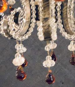 Eight Light Beaded Chandelier with Colored Tear Drop Prisms circa 1960 - 1269101