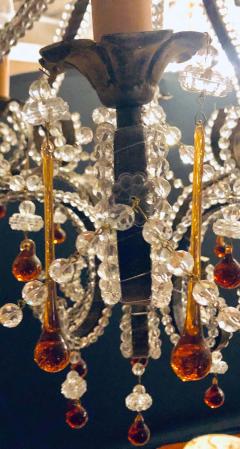 Eight Light Beaded Chandelier with Colored Tear Drop Prisms circa 1960 - 1269106