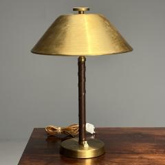 Einar B ckstr m Swedish Mid Century Modern Table Lamps Leather Brass 1940s - 3630273