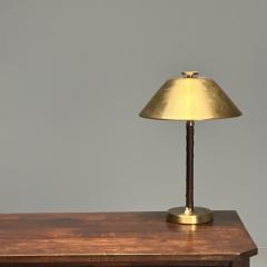 Einar B ckstr m Swedish Mid Century Modern Table Lamps Leather Brass 1940s - 3630274