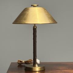 Einar B ckstr m Swedish Mid Century Modern Table Lamps Leather Brass 1940s - 3630286