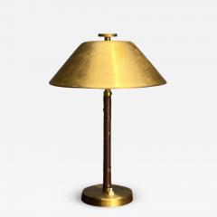 Einar B ckstr m Swedish Mid Century Modern Table Lamps Leather Brass 1940s - 3630559
