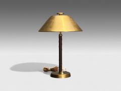 Einar B ckstr m Swedish Modern Leather Brass Rare Table Lamp Sweden 1940s - 4216381