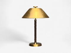 Einar B ckstr m Swedish Modern Leather Brass Rare Table Lamp Sweden 1940s - 4216384