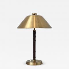 Einar B ckstr m Swedish Modern Leather Brass Rare Table Lamp Sweden 1940s - 4217358