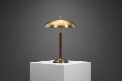 Einar Backstrom Einar B ckstr m 5013 Brass Table Lamp with Leather wrapped Stem Sweden 1940s - 3259673