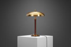 Einar Backstrom Einar B ckstr m 5013 Brass Table Lamp with Leather wrapped Stem Sweden 1940s - 3259675