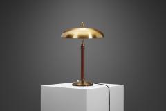 Einar Backstrom Einar B ckstr m 5013 Brass Table Lamp with Leather wrapped Stem Sweden 1940s - 3262416