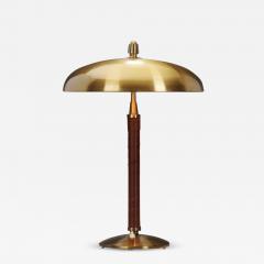 Einar Backstrom Einar B ckstr m 5013 Brass Table Lamp with Leather wrapped Stem Sweden 1940s - 3263026