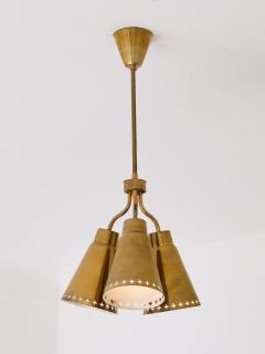 Einar Backstrom Einar Backstr m Three Arm Brass Pendant with Perforated Shades Sweden 1950s - 4819807