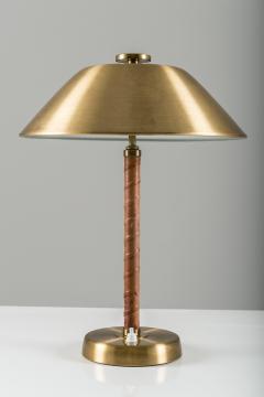 Einar Backstrom Swedish Midcentury Table Lamp in Brass and Leather by Einar B ckstr m - 900929